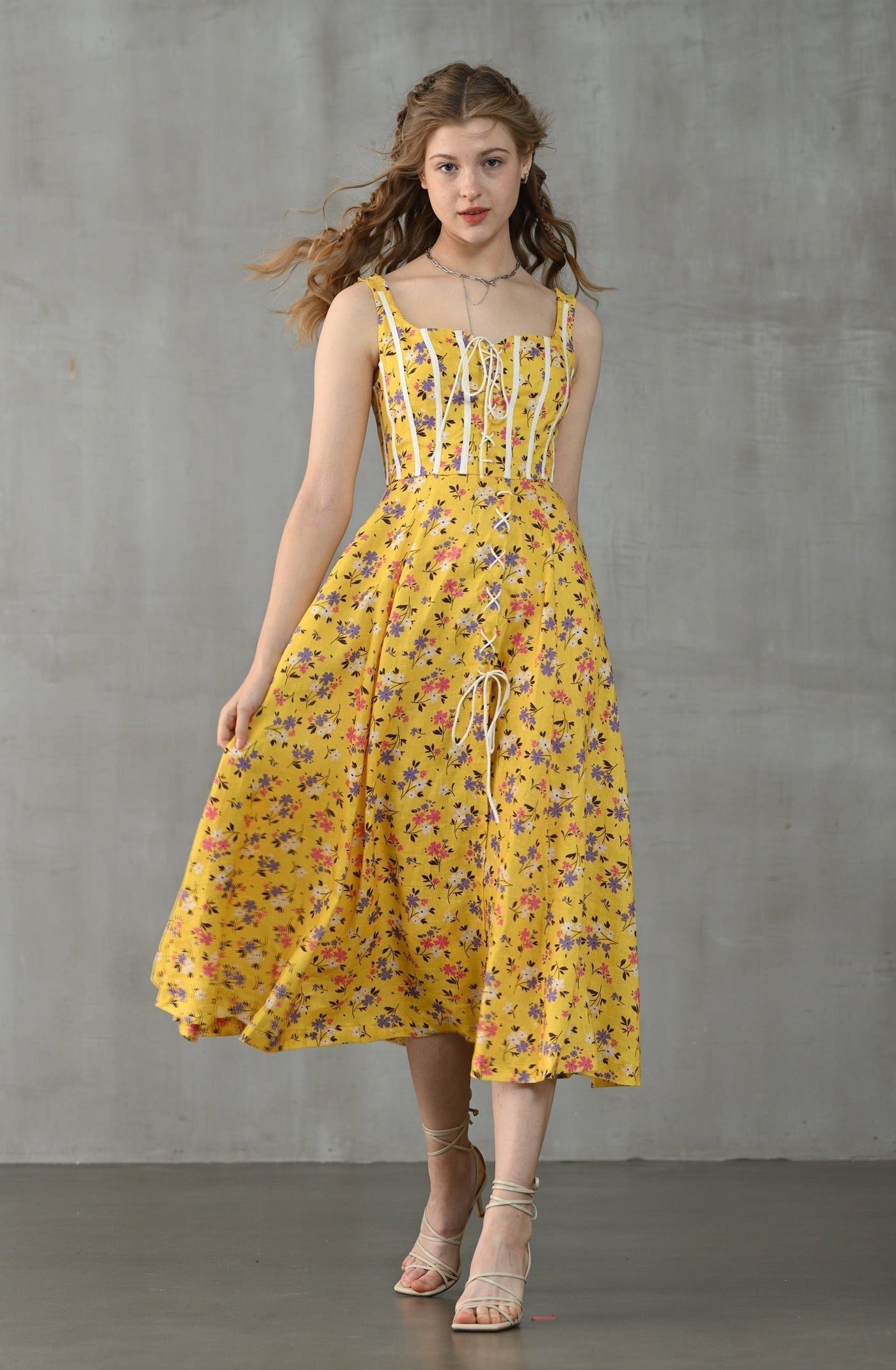 floral linen dress